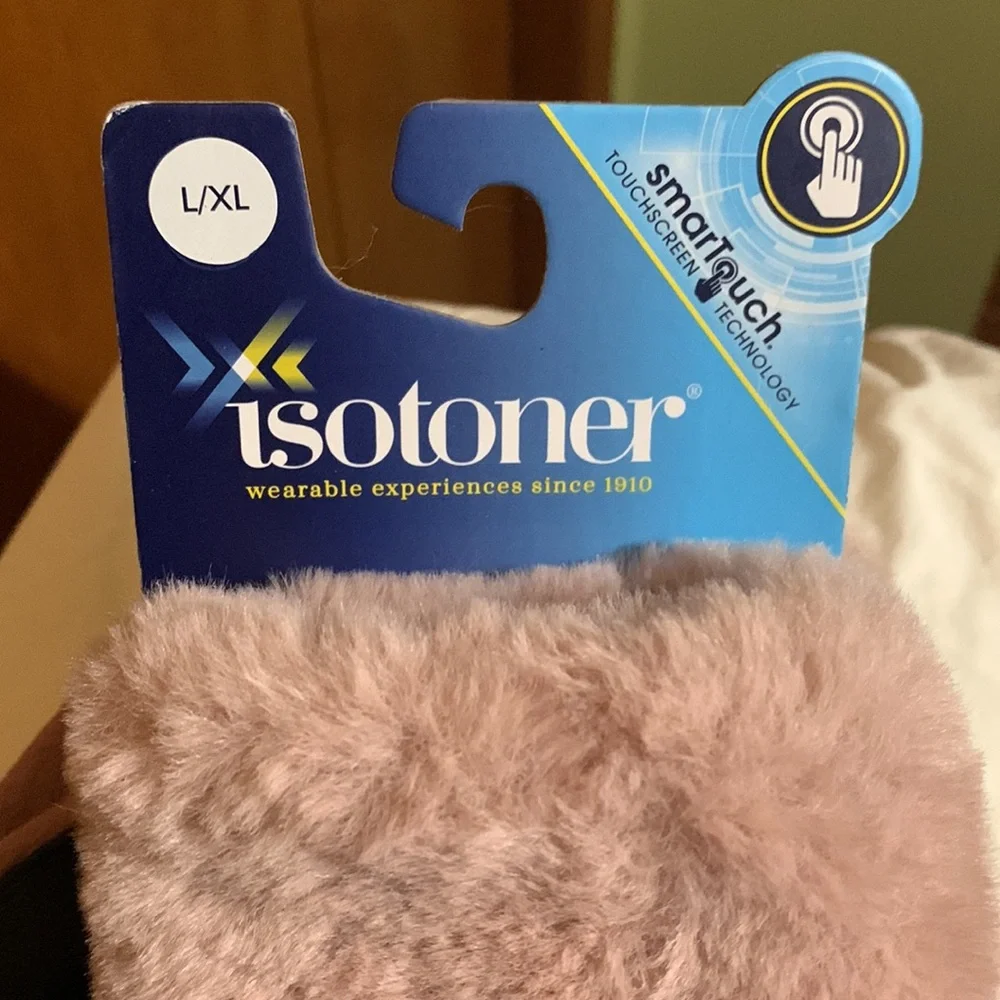 ISOTONER- SmarTouch Touchscreen Technology Evening Sand with Faux Fur Gloves 🆕